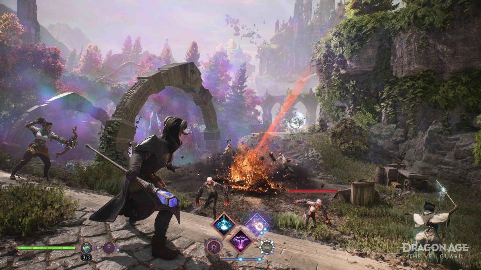 Dragon Age: Veilguard mage casting a spell. Dragon Age: Veilguard is available on PC, Xbox Series X, Xbox Series S, and Playstation 5.